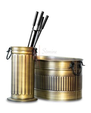 Gold Oval Odunluk ve Maşa Takımı Set