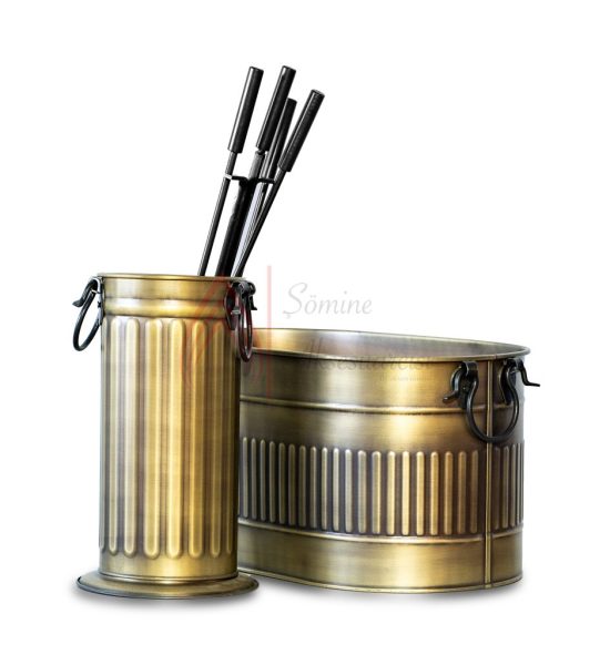 Gold Oval Odunluk ve Maşa Takımı Set1