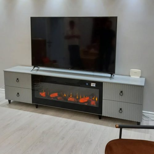 Pao 130 cm Elektrikli Şömine Cam Çerçeve (Isılı, Ses Efektli, Çok Fonksiyonlu) - Görsel 6