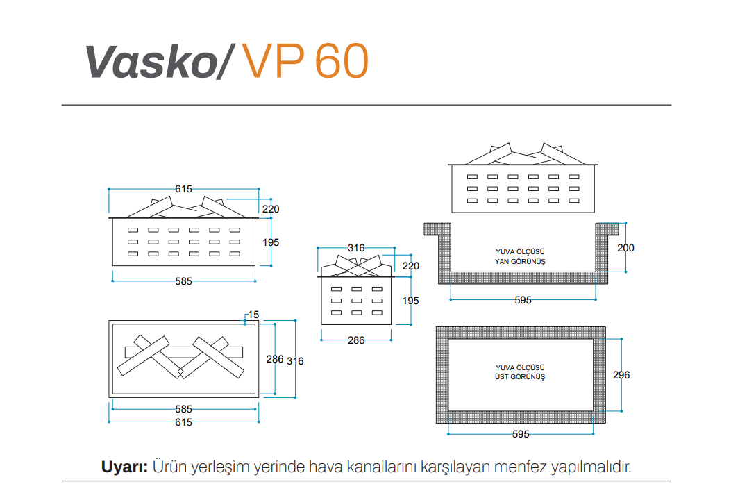 Vasko 60 cm 3 Boyutlu Elektrikli Şömine (Isısız, Ses Efektli) - Görsel 2