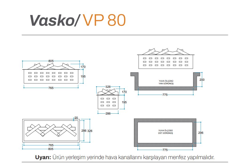 Vasko 80 cm 3 Boyutlu Elektrikli Şömine (Isısız, Ses Efektli) - Görsel 2
