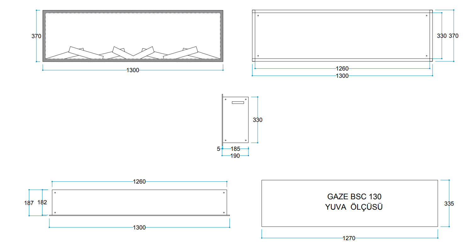 Gaze 130 cm Elektrikli Şömine Cam Çerçeve (Isısız) - Görsel 2