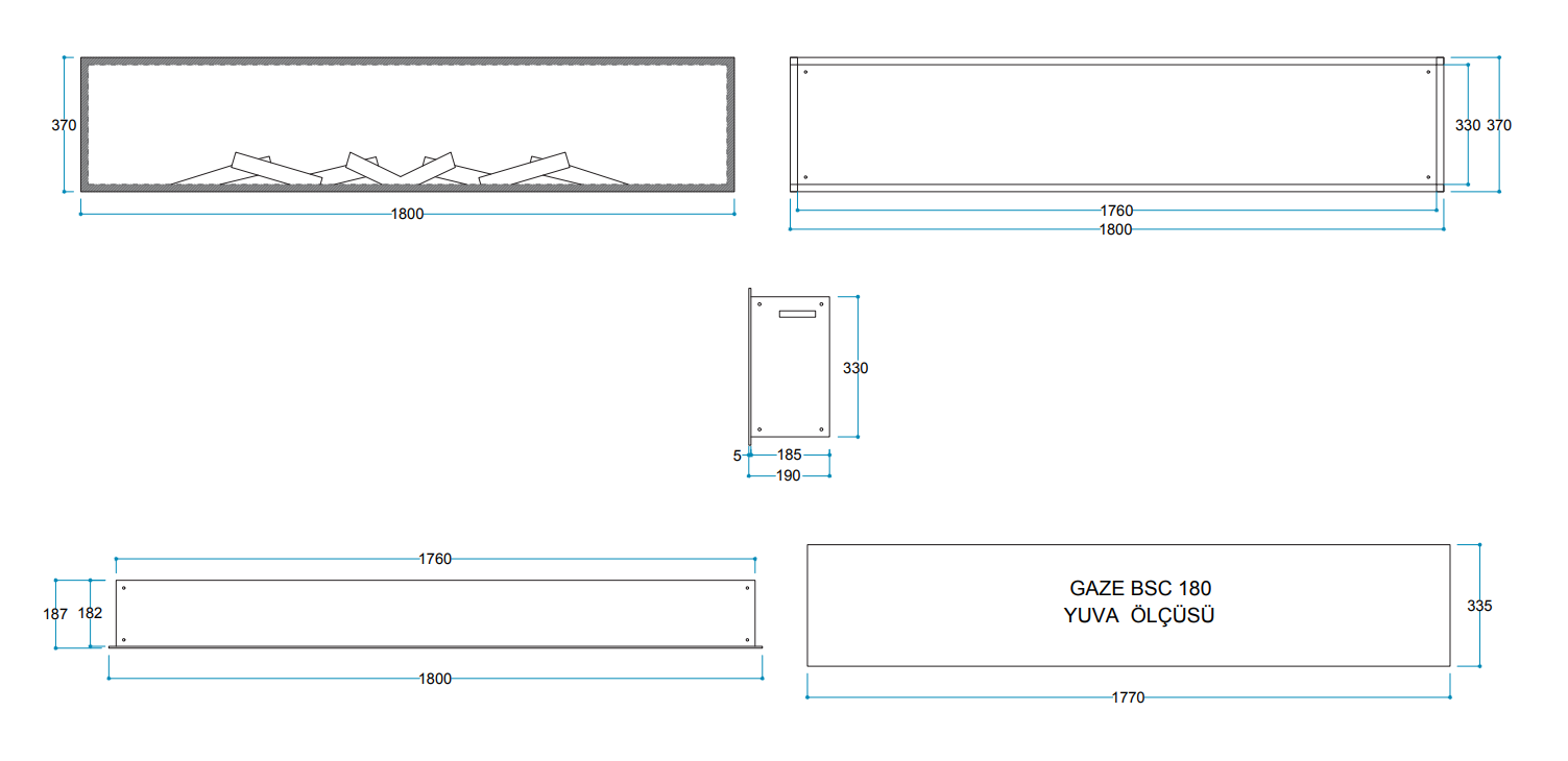 Gaze 180 cm Elektrikli Şömine Cam Çerçeve (Isısız) - Görsel 2