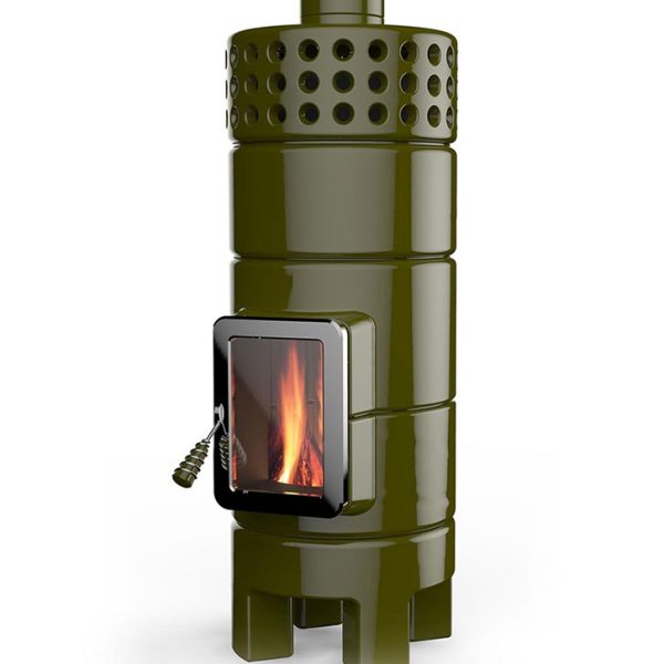 Round Stack Isı Akümülatörlü Seramik Odun Sobası-18 Round Stack Slim Isı Akümülatörlü Seramik Odun Sobası