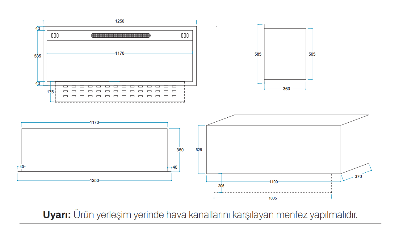 Vudlas K 100 cm 3 Boyutlu Elektrikli Şömine (Odunsuz ,Isılı, Ses Efektli) - Görsel 2