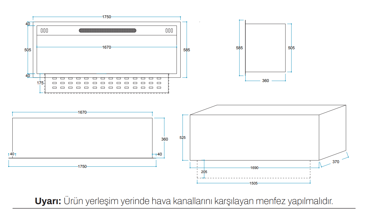 Vudlas K 150 cm 3 Boyutlu Elektrikli Şömine (Odunsuz ,Isılı, Ses Efektli) - Görsel 2