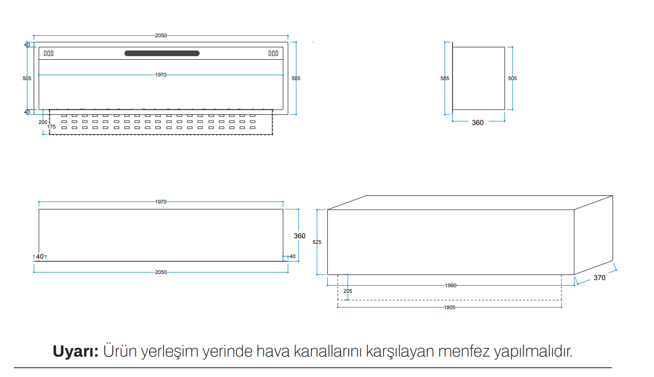 Vudlas K 180 cm 3 Boyutlu Elektrikli Şömine (Odunsuz ,Isılı, Ses Efektli) - Görsel 2