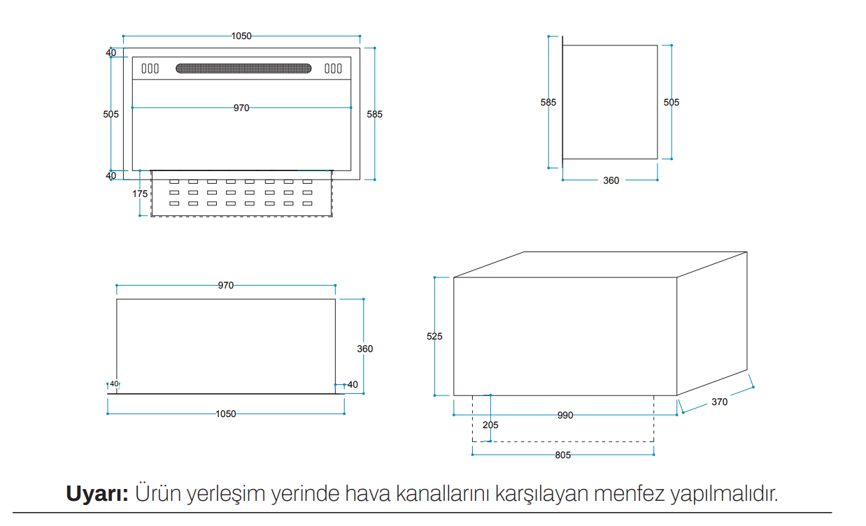 Vudlas K 80 cm 3 Boyutlu Elektrikli Şömine (Odunsuz ,Isılı, Ses Efektli) - Görsel 2
